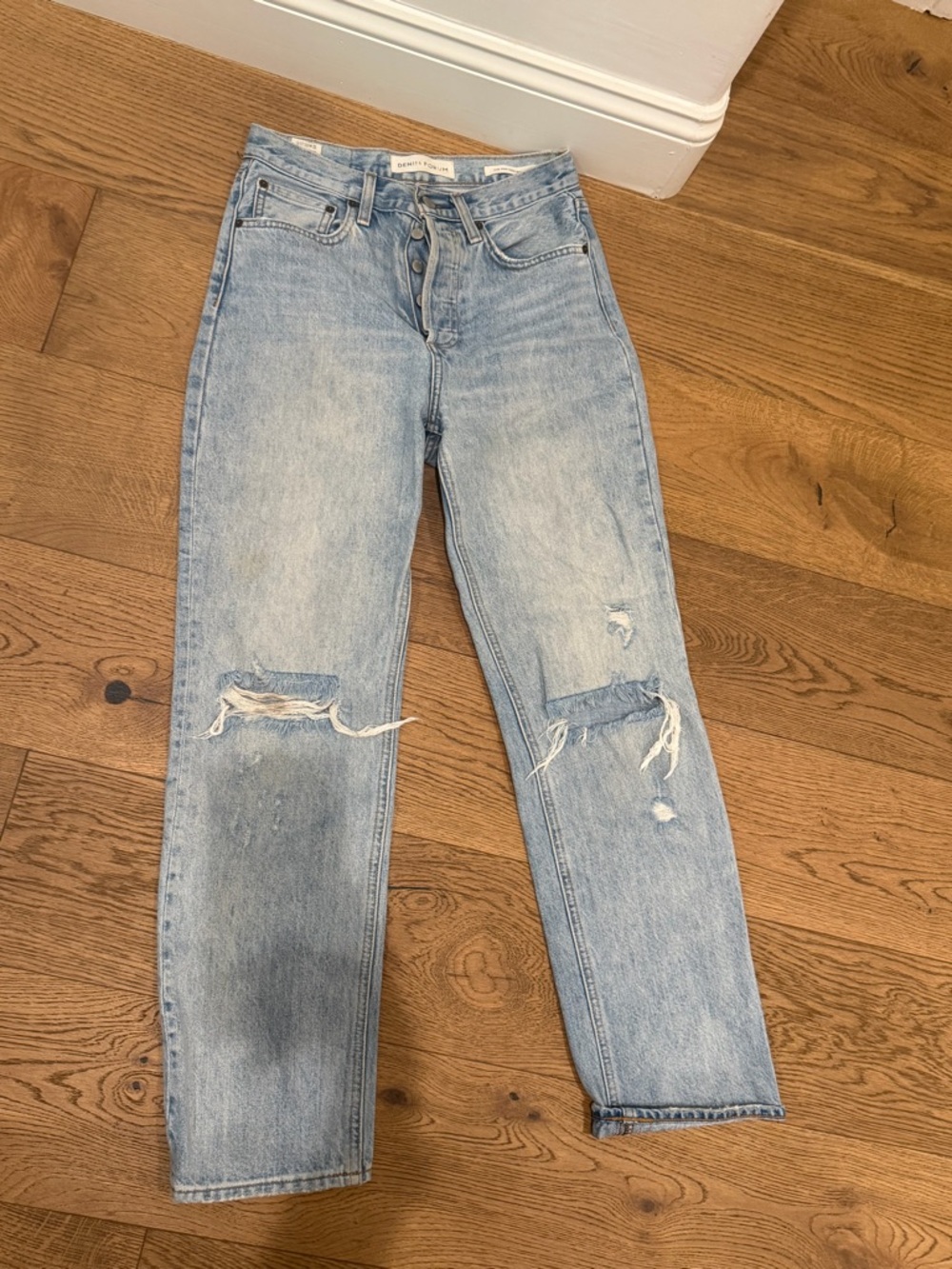 Aritzia Light Blue High-Rise Distressed Jeans